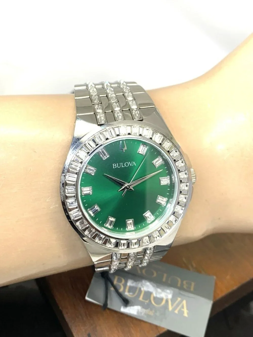 Bulova Men's Watch 96A253 Phantom Quartz Green Dial Steel Crystal Accent 42mm